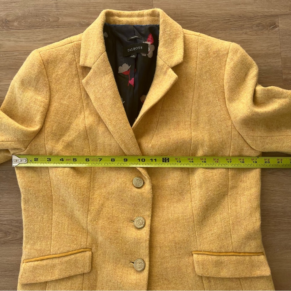 Talbots Aberdeen Wool Blazer Mustard Yellow Size 10 Classic Tailored Jacket - Picture 10 of 12